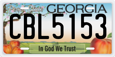 GA license plate CBL5153