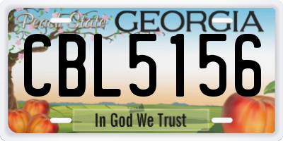 GA license plate CBL5156