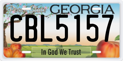 GA license plate CBL5157