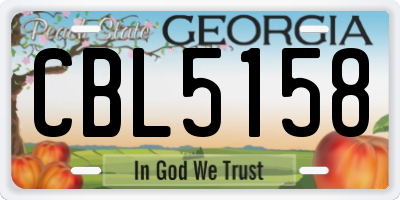 GA license plate CBL5158