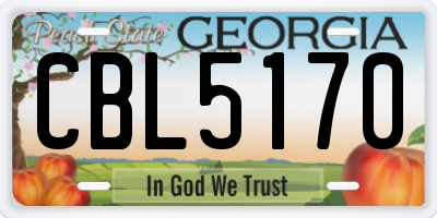 GA license plate CBL5170