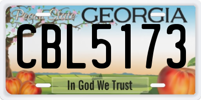 GA license plate CBL5173