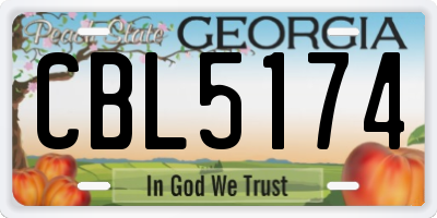 GA license plate CBL5174