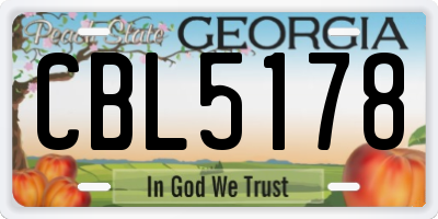 GA license plate CBL5178