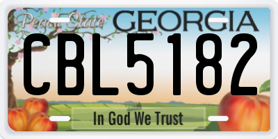 GA license plate CBL5182