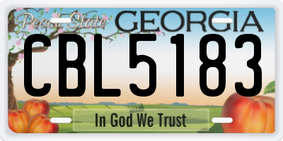 GA license plate CBL5183