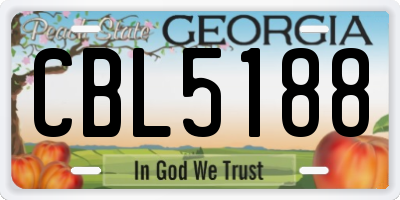 GA license plate CBL5188