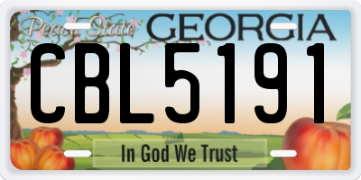 GA license plate CBL5191