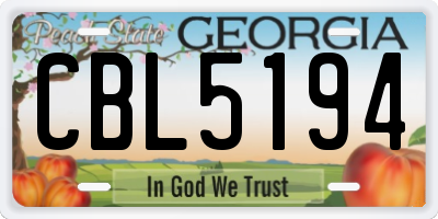 GA license plate CBL5194