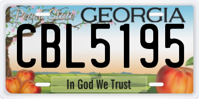 GA license plate CBL5195