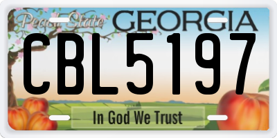 GA license plate CBL5197