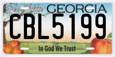 GA license plate CBL5199