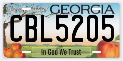 GA license plate CBL5205