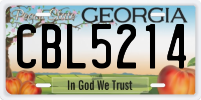 GA license plate CBL5214