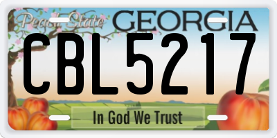 GA license plate CBL5217