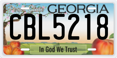 GA license plate CBL5218
