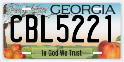 GA license plate CBL5221