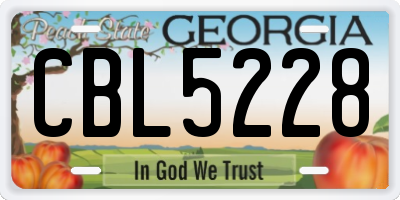 GA license plate CBL5228