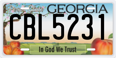 GA license plate CBL5231
