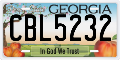 GA license plate CBL5232