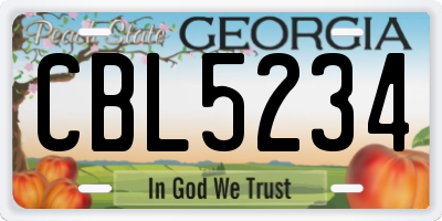 GA license plate CBL5234