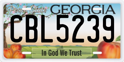 GA license plate CBL5239