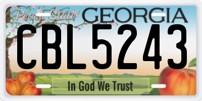 GA license plate CBL5243
