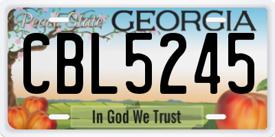 GA license plate CBL5245