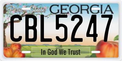 GA license plate CBL5247