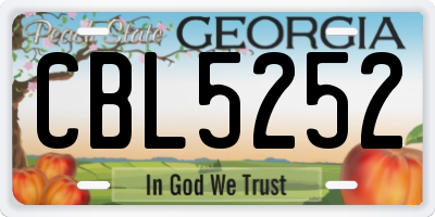 GA license plate CBL5252