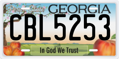 GA license plate CBL5253