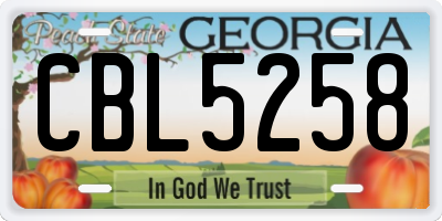 GA license plate CBL5258