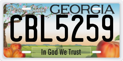 GA license plate CBL5259