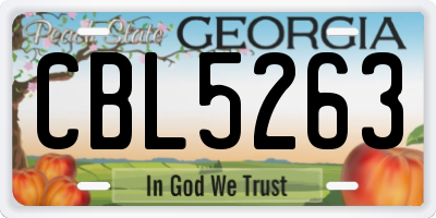GA license plate CBL5263
