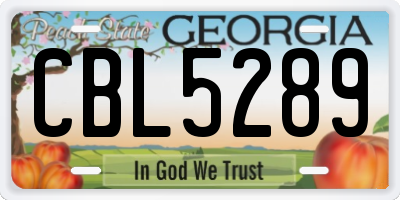 GA license plate CBL5289