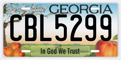 GA license plate CBL5299