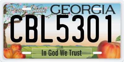 GA license plate CBL5301