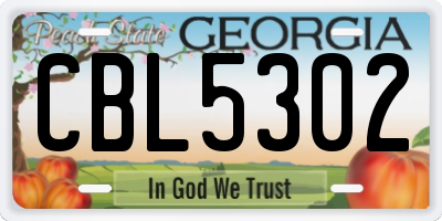 GA license plate CBL5302