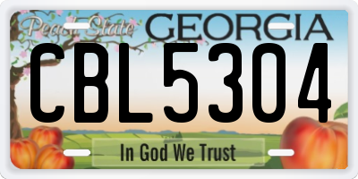 GA license plate CBL5304