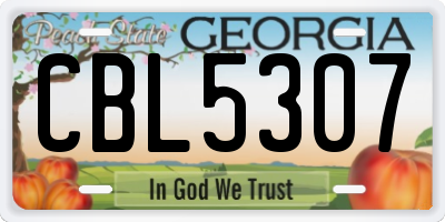 GA license plate CBL5307