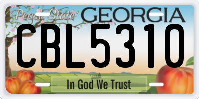 GA license plate CBL5310