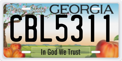 GA license plate CBL5311