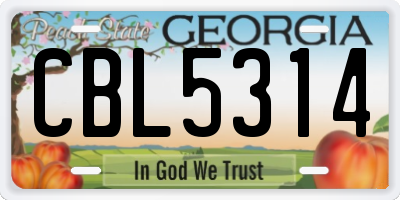 GA license plate CBL5314