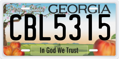 GA license plate CBL5315