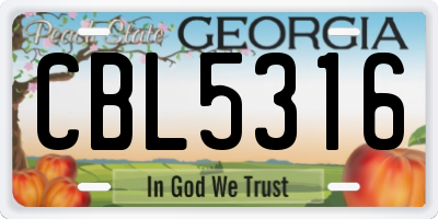 GA license plate CBL5316