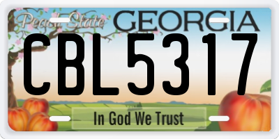 GA license plate CBL5317
