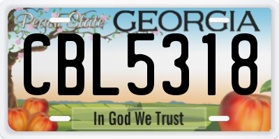 GA license plate CBL5318