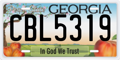 GA license plate CBL5319