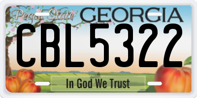 GA license plate CBL5322