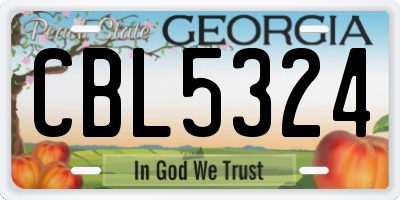 GA license plate CBL5324